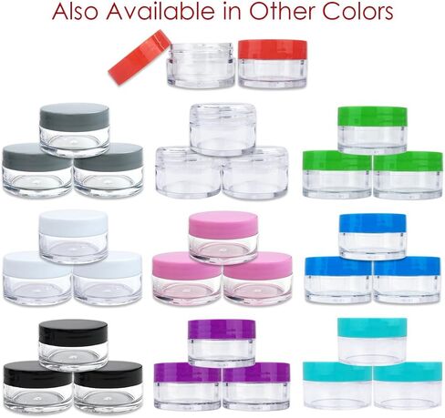 برطمانات شفافة مستديرة 20 جم/20 مل مع أغطية بيضاء للدهان والكريمات ومستحضرات تجانس لون الشفاه وعينات المكياج - خالية من البيسفينول A in Kuwait