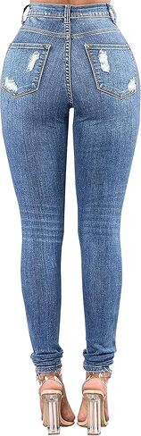 فير بيوتي بنطلون جينز ضيق قابل للتمدد بحافة خام مهترئة بقصة ضيقة للنساء in Kuwait