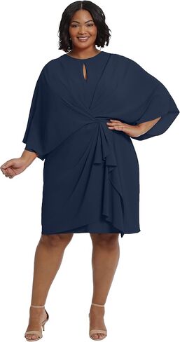 London Times Women's Shawl Draped Dress Twist Detail Guest of Event Wedding Mother of The Bride Special Occasion in Saudi Arabia