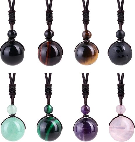 قلادة LOYALLOOK للجنسين من حجر النمر الطبيعي حجر العقيق محظوظ نعمة شقرا قلادة شفاء قابلة للتعديل in Kuwait