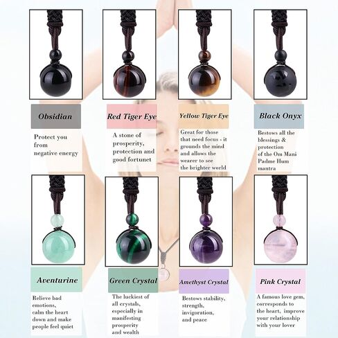 قلادة LOYALLOOK للجنسين من حجر النمر الطبيعي حجر العقيق محظوظ نعمة شقرا قلادة شفاء قابلة للتعديل in Kuwait