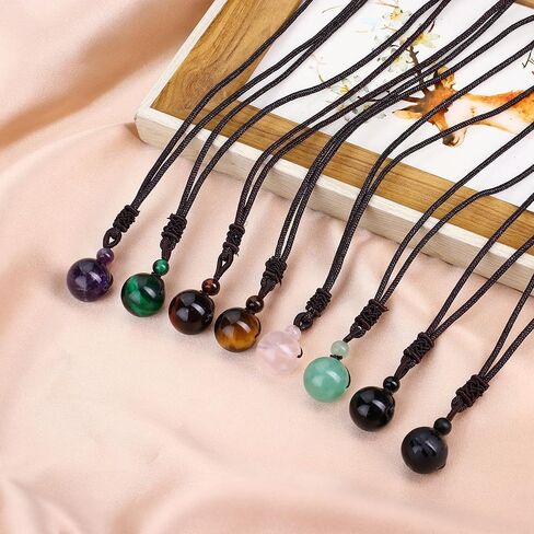 قلادة LOYALLOOK للجنسين من حجر النمر الطبيعي حجر العقيق محظوظ نعمة شقرا قلادة شفاء قابلة للتعديل in Kuwait