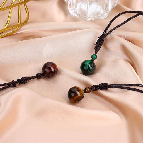 قلادة LOYALLOOK للجنسين من حجر النمر الطبيعي حجر العقيق محظوظ نعمة شقرا قلادة شفاء قابلة للتعديل in Kuwait