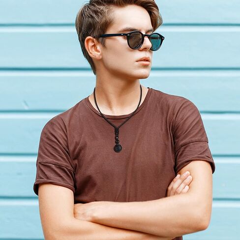 قلادة LOYALLOOK للجنسين من حجر النمر الطبيعي حجر العقيق محظوظ نعمة شقرا قلادة شفاء قابلة للتعديل in Kuwait