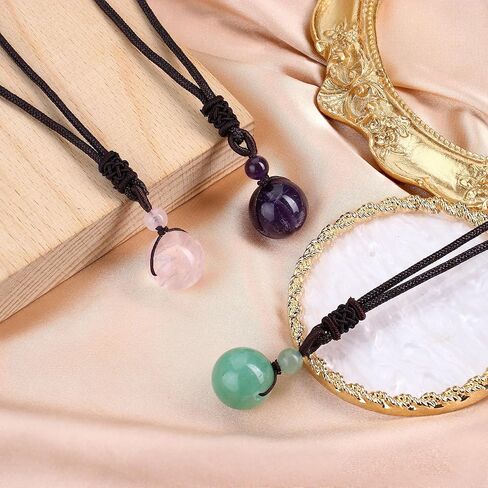 قلادة LOYALLOOK للجنسين من حجر النمر الطبيعي حجر العقيق محظوظ نعمة شقرا قلادة شفاء قابلة للتعديل in Kuwait