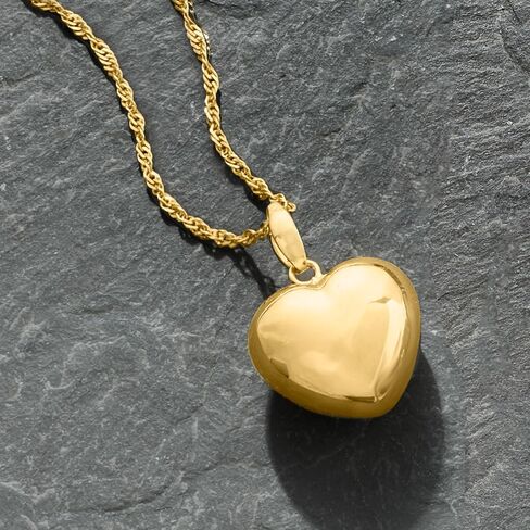 Ross-Simons Italian 18kt Gold Over Sterling Puffed Heart Pendant Necklace in Saudi Arabia