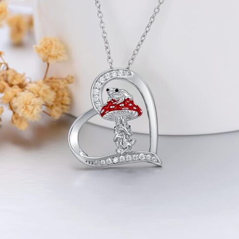 Mushroom Frog Necklace 925 Sterling Silver Mushroom/Frog Necklaces Jewelry Gifts Pendant for Women Girls Wife Girlfriend Sister Birthday Gifts in Saudi Arabia