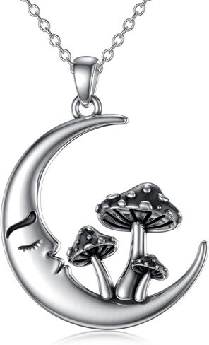 Mushroom Frog Necklace 925 Sterling Silver Mushroom/Frog Necklaces Jewelry Gifts Pendant for Women Girls Wife Girlfriend Sister Birthday Gifts in Saudi Arabia