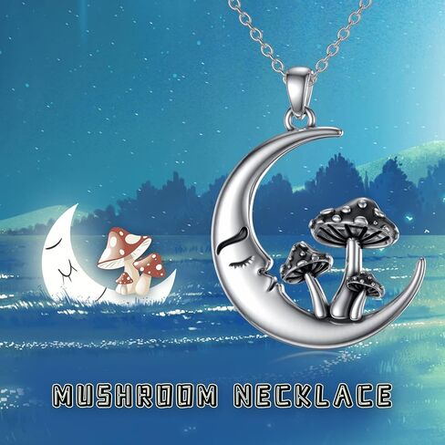Mushroom Frog Necklace 925 Sterling Silver Mushroom/Frog Necklaces Jewelry Gifts Pendant for Women Girls Wife Girlfriend Sister Birthday Gifts in Saudi Arabia
