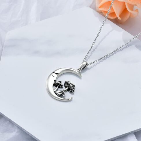 Mushroom Frog Necklace 925 Sterling Silver Mushroom/Frog Necklaces Jewelry Gifts Pendant for Women Girls Wife Girlfriend Sister Birthday Gifts in Saudi Arabia