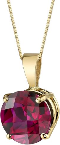 14 Karat Yellow Gold Round Cut 2.50 Carats Created Ruby Pendant in Saudi Arabia