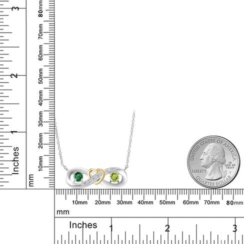 Gem Stone King 0.66 Ct Green Nano Emerald Green Peridot 925 Silver and 10K Yellow Gold 2-Tone Heart Interlocking Infinity Symbol Lab Grown Diamond Pendant Necklace For Women with 18 Inch Chain in Saudi Arabia