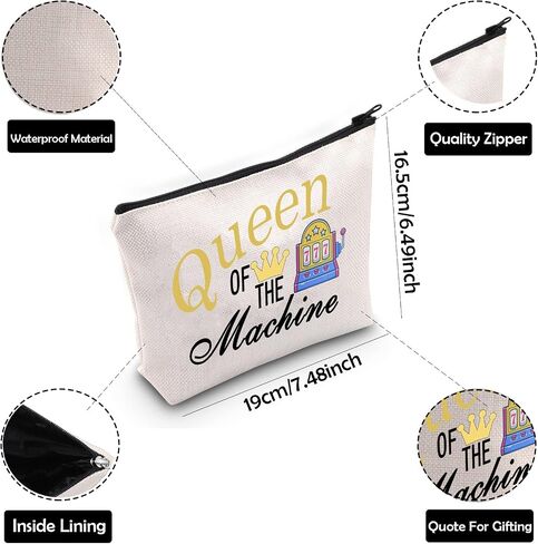 ZJXHPO Casino Cosmetic Bag Casino Gambling Lover Gift Queen Of The Machine Makeup Bag Slot Gambling Lucky Gift (BL Queen Machine) in Saudi Arabia