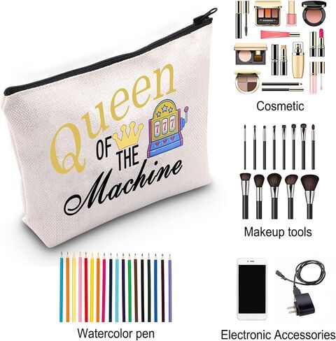 ZJXHPO Casino Cosmetic Bag Casino Gambling Lover Gift Queen Of The Machine Makeup Bag Slot Gambling Lucky Gift (BL Queen Machine) in Saudi Arabia