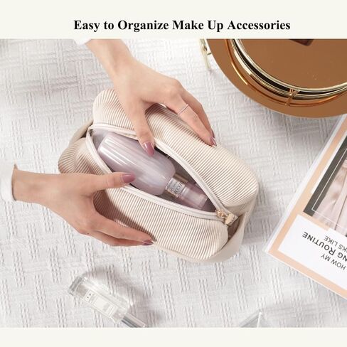 Makeup Travel Bag for Women, Large Capacity Water Proof Vegan Leather Cosmetic Bags, Double Layer Make up Organizer Bag in Saudi Arabia