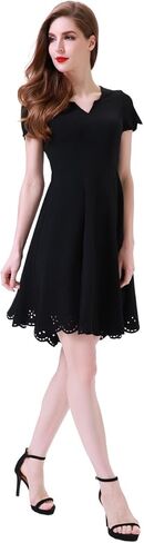 فستان Aphratti نسائي قصير الأكمام لطيف كاجوال صيفي شبه رسمي لحفلات الكوكتيل على شكل حرف A in Kuwait