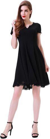 فستان Aphratti نسائي قصير الأكمام لطيف كاجوال صيفي شبه رسمي لحفلات الكوكتيل على شكل حرف A in Kuwait