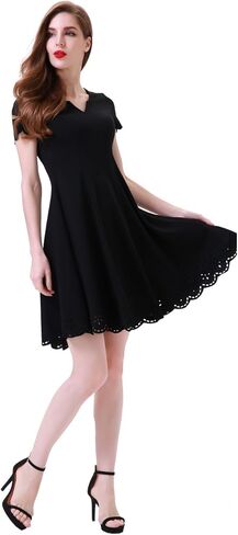 فستان Aphratti نسائي قصير الأكمام لطيف كاجوال صيفي شبه رسمي لحفلات الكوكتيل على شكل حرف A in Kuwait