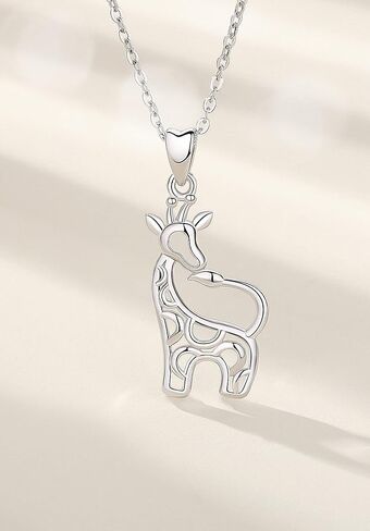 سيليستيا قلادة من الفضة الاسترليني عيار 925 على شكل فيلة ذاكرة وزرافة ملاك، مجوهرات حيوانات هدايا للنساء in Kuwait