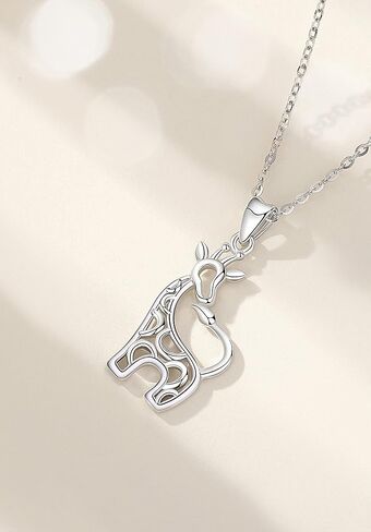 سيليستيا قلادة من الفضة الاسترليني عيار 925 على شكل فيلة ذاكرة وزرافة ملاك، مجوهرات حيوانات هدايا للنساء in Kuwait