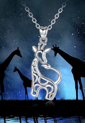 سيليستيا قلادة من الفضة الاسترليني عيار 925 على شكل فيلة ذاكرة وزرافة ملاك، مجوهرات حيوانات هدايا للنساء in Kuwait