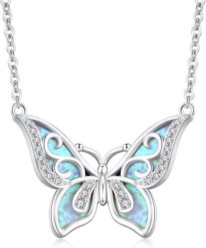 Freesloth Butterfly Necklace for Women 925 Sterling Silver Opal Butterfly Pendant Jewelry Butterfly Gifts for Mother Girls… in Kuwait