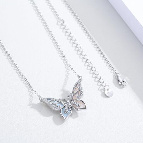 Freesloth Butterfly Necklace for Women 925 Sterling Silver Opal Butterfly Pendant Jewelry Butterfly Gifts for Mother Girls… in Kuwait