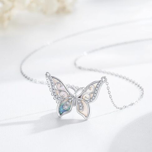 Freesloth Butterfly Necklace for Women 925 Sterling Silver Opal Butterfly Pendant Jewelry Butterfly Gifts for Mother Girls… in Kuwait