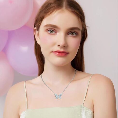 Freesloth Butterfly Necklace for Women 925 Sterling Silver Opal Butterfly Pendant Jewelry Butterfly Gifts for Mother Girls… in Kuwait