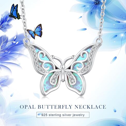 Freesloth Butterfly Necklace for Women 925 Sterling Silver Opal Butterfly Pendant Jewelry Butterfly Gifts for Mother Girls… in Kuwait