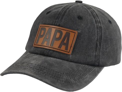 Papa Leather Patch Hat, Dad Hats for Men, Adjustable Daddy Wash Cotton Birthday Baseball Cap in Kuwait