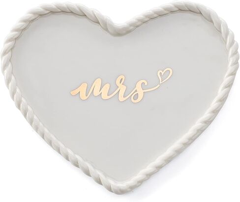 HOME SMILE Mrs. صينية طبق خاتم المجوهرات مع حواف محبوكة يدويًا، هدايا زفاف للخطوبة وحفلات الزفاف لصديق مخطوب حديثًا، ابنة، أخت، عروسين حديثًا، BFF in Kuwait