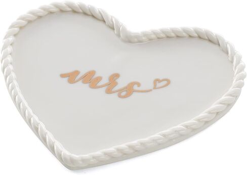 HOME SMILE Mrs. صينية طبق خاتم المجوهرات مع حواف محبوكة يدويًا، هدايا زفاف للخطوبة وحفلات الزفاف لصديق مخطوب حديثًا، ابنة، أخت، عروسين حديثًا، BFF in Kuwait