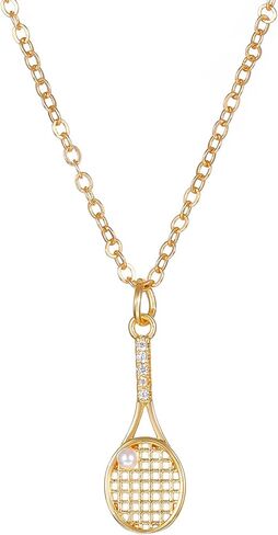 Tennis Racket Necklace for Women Tennis Racket Pearl Pendant Necklace Tennis Racket Sports Charm Crystal Pendant Necklace Gift for Tennis Sports lover in Saudi Arabia
