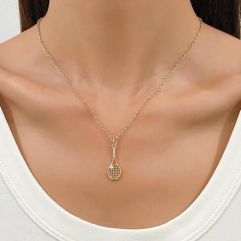 Tennis Racket Necklace for Women Tennis Racket Pearl Pendant Necklace Tennis Racket Sports Charm Crystal Pendant Necklace Gift for Tennis Sports lover in Saudi Arabia