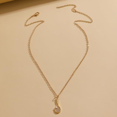 Tennis Racket Necklace for Women Tennis Racket Pearl Pendant Necklace Tennis Racket Sports Charm Crystal Pendant Necklace Gift for Tennis Sports lover in Saudi Arabia