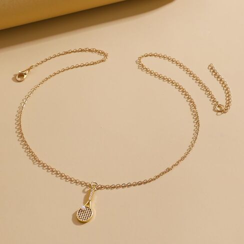 Tennis Racket Necklace for Women Tennis Racket Pearl Pendant Necklace Tennis Racket Sports Charm Crystal Pendant Necklace Gift for Tennis Sports lover in Saudi Arabia