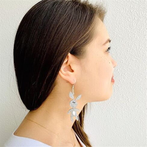 MALOYANVE Rabbit Carrot Earrings for Women Girls Cute Cartoon Sparkly Acrylic Asymmetric Animal Easter Bunny Dangle Drop Earrings Holiday Easter Jewelry Gift Accessories in Saudi Arabia