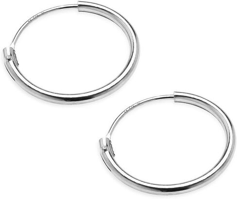 Sterling Silver Endless Hoops 1.2mm x 12mm Thin Round Unisex Earrings Set for Women & Girls Choose Your Color in Kuwait