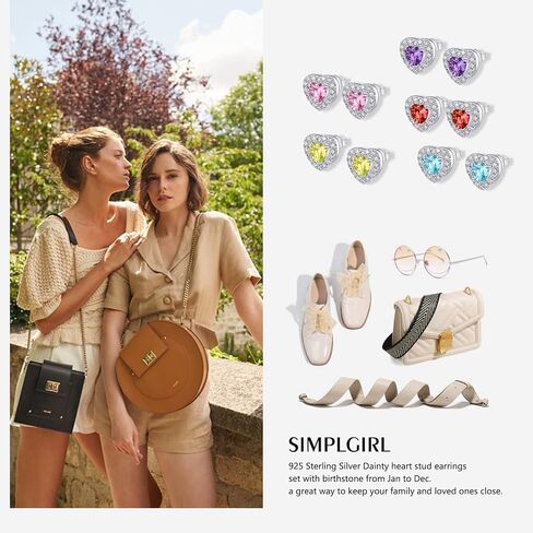 SIMPLGIRL 925 الفضة الاسترليني جوهرة الميلاد أقراط للنساء الفتيات القلب قطع مسمار أقراط هيبوالرجينيك للآذان الحساسة عيد ميلاد عيد الميلاد عيد الحب هدايا المجوهرات in Kuwait