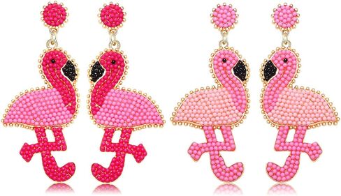 2 أزواج أقراط فلامنغو للنساء أكريليك بوهو أقراط الطيور الاستوائية لطيف الوردي فلامنغو الحيوان تتدلى الأقراط خفيفة الوزن الراتنج انخفاض الأقراط هاواي الصيف الشاطئ عطلة المجوهرات in Kuwait