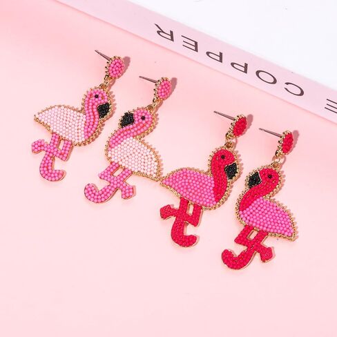 2 أزواج أقراط فلامنغو للنساء أكريليك بوهو أقراط الطيور الاستوائية لطيف الوردي فلامنغو الحيوان تتدلى الأقراط خفيفة الوزن الراتنج انخفاض الأقراط هاواي الصيف الشاطئ عطلة المجوهرات in Kuwait