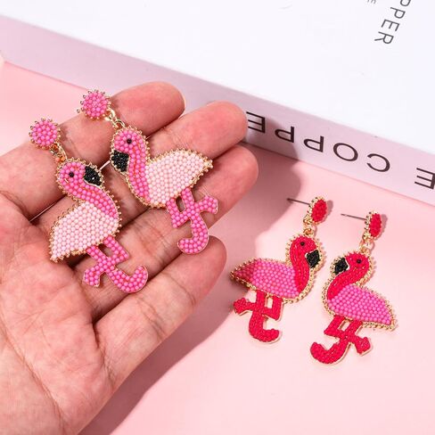 2 أزواج أقراط فلامنغو للنساء أكريليك بوهو أقراط الطيور الاستوائية لطيف الوردي فلامنغو الحيوان تتدلى الأقراط خفيفة الوزن الراتنج انخفاض الأقراط هاواي الصيف الشاطئ عطلة المجوهرات in Kuwait