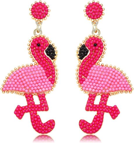 2 أزواج أقراط فلامنغو للنساء أكريليك بوهو أقراط الطيور الاستوائية لطيف الوردي فلامنغو الحيوان تتدلى الأقراط خفيفة الوزن الراتنج انخفاض الأقراط هاواي الصيف الشاطئ عطلة المجوهرات in Kuwait