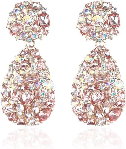 أقراط على شكل دمعة من حجر الراين، أقراط متدلية من مجوهرات الماس الفاخرة، أقراط متدلية على شكل ثريا تنكرية للنساء والفتيات في حفلات الزفاف in Kuwait