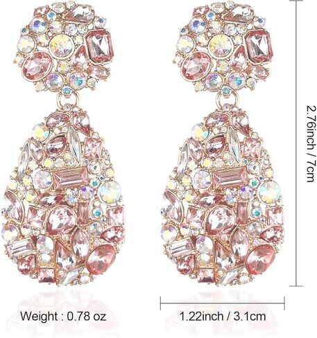 أقراط على شكل دمعة من حجر الراين، أقراط متدلية من مجوهرات الماس الفاخرة، أقراط متدلية على شكل ثريا تنكرية للنساء والفتيات في حفلات الزفاف in Kuwait