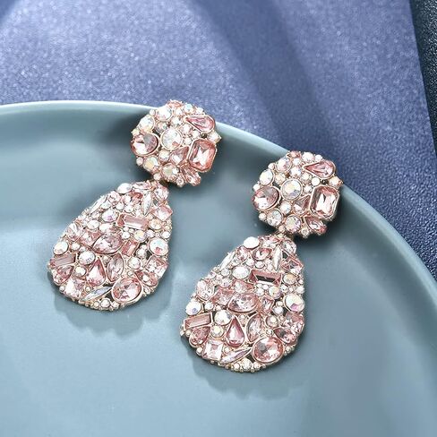 أقراط على شكل دمعة من حجر الراين، أقراط متدلية من مجوهرات الماس الفاخرة، أقراط متدلية على شكل ثريا تنكرية للنساء والفتيات في حفلات الزفاف in Kuwait