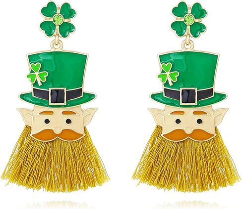 St. Patrick's Day Earrings Green Four Leaf Clover Earrings Dangle Enamel Shamrock Fairy Earrings Irish Holiday Jewelry Gift for Women and Girls in Saudi Arabia
