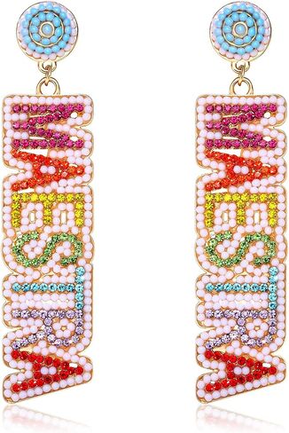 Teacher Earrings Beaded Rhinestone Maestra Teacher Dangle Earrings Back to School Gifts for Teacher Appreciation in Saudi Arabia