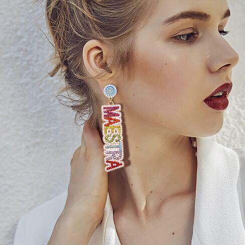 Teacher Earrings Beaded Rhinestone Maestra Teacher Dangle Earrings Back to School Gifts for Teacher Appreciation in Saudi Arabia